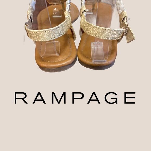 Rampage Silver Cream Woven Thong Sandals 8 - Picture 3 of 4
